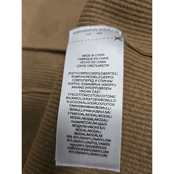 Lauren Ralph Lauren Ribbed Long Cardigan Pockets Beige Brown Stretch Women’s M - Picture 7 of 10